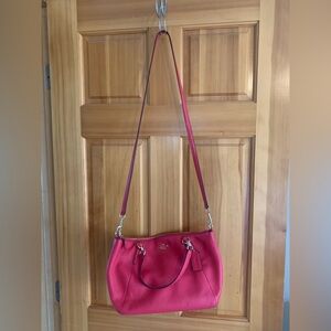 Coach Pink Leather Shoulder Bag with Gold Hardware